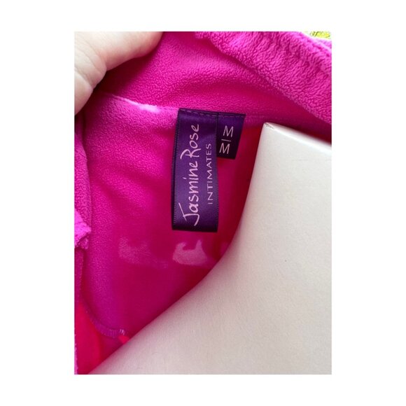 Jasmine Rose Intimates Micro Fleece Pajama Set Top Pants Hot Pink Bears Zip Sz M - Picture 12 of 12